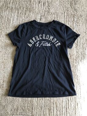 Abercrombie & Fitch Navy Short Sleeve Logo Tee
